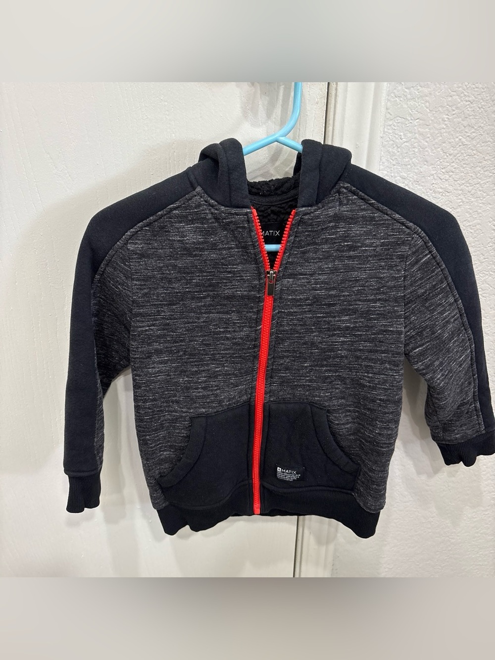 Matix Kids Black Heather Hoodie with Red Zipper Accent